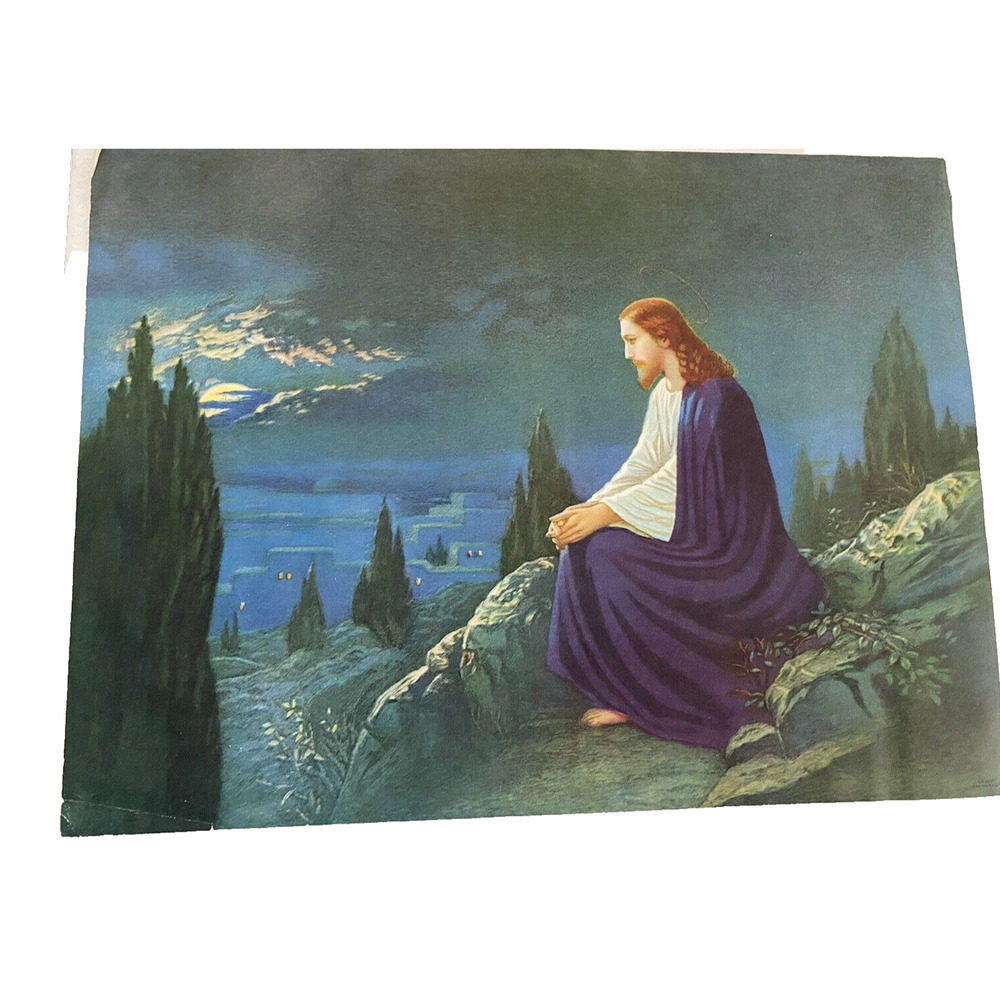 R. Atkinson Jesus Litho Art Prints Set Lot 2 Vintage Christian Religious 11"x16" - Picture 2 of 13